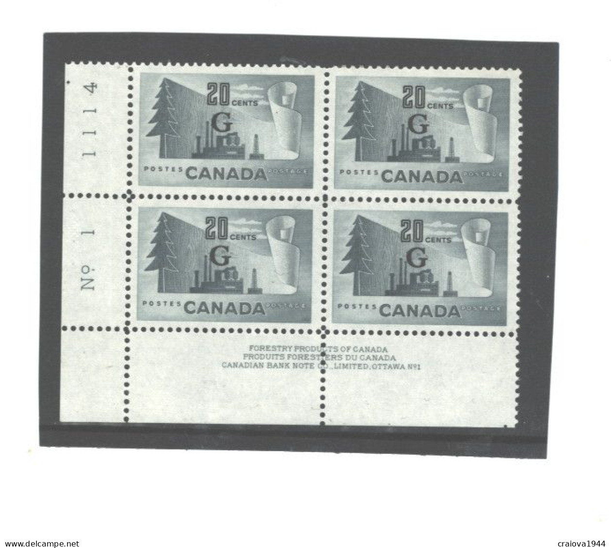 CANADA  1951 - 1963 OFFICIALS-DEFINITEVES #O30  PB#1 LL MNH - Overprinted