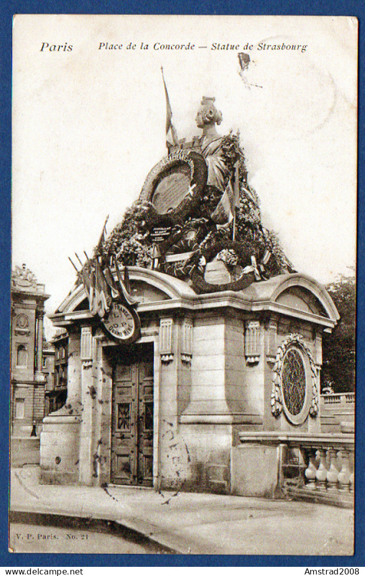 1906 - PARIS - PLACE DE LA CONCORDE - STATUE DE STRASBOURG - FRANCE - Statues