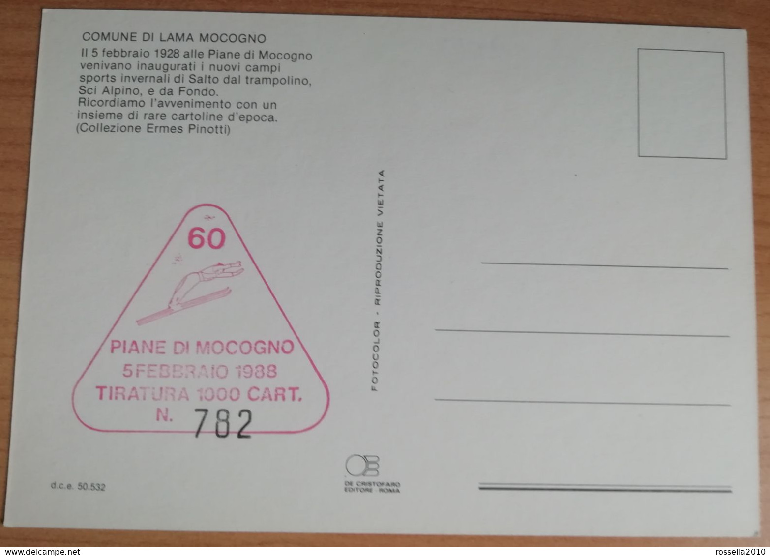 Cartolina 1988 ITALIA MODENA PIANE DI MOCOGNO INAUGURAZIONE CAMPI SPORTS INVERNALI TIRATURA LIMITATA Italy Postcard - Einweihungen