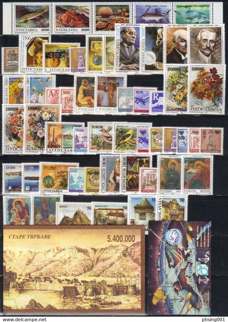 Yugoslavia 1993 Europa CEPT Fauna Flora Plants Fishes Flowers Birds Nikola Tesla Complete Year MNH - Annate Complete