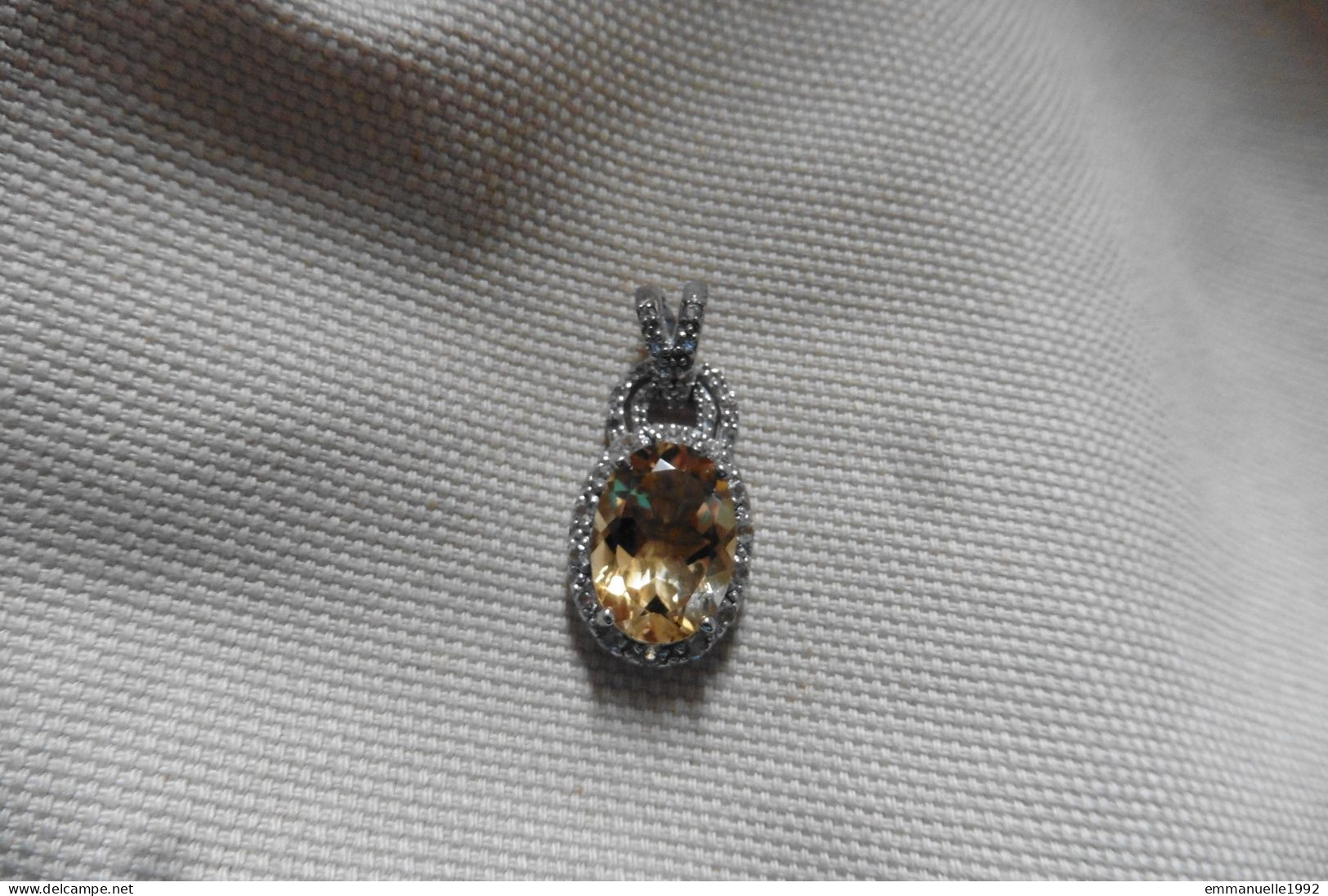 Neuf - Superbe Pendentif Style Art Deco En Argent 925 Serti Citrine Et Zircons - Anhänger