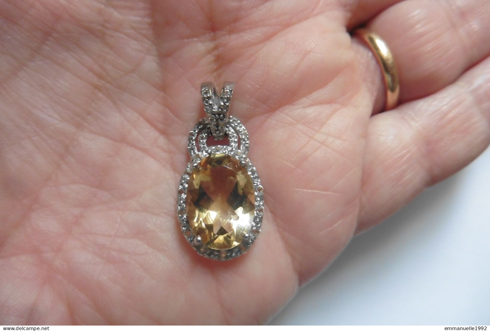 Neuf - Superbe Pendentif Style Art Deco En Argent 925 Serti Citrine Et Zircons - Pendentifs