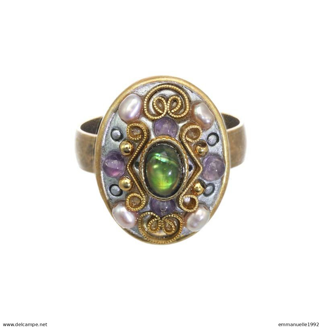 Bague créateur Michal Golan abalone perles d'eau douce améthystes - Amethyst Collection 2022-2023