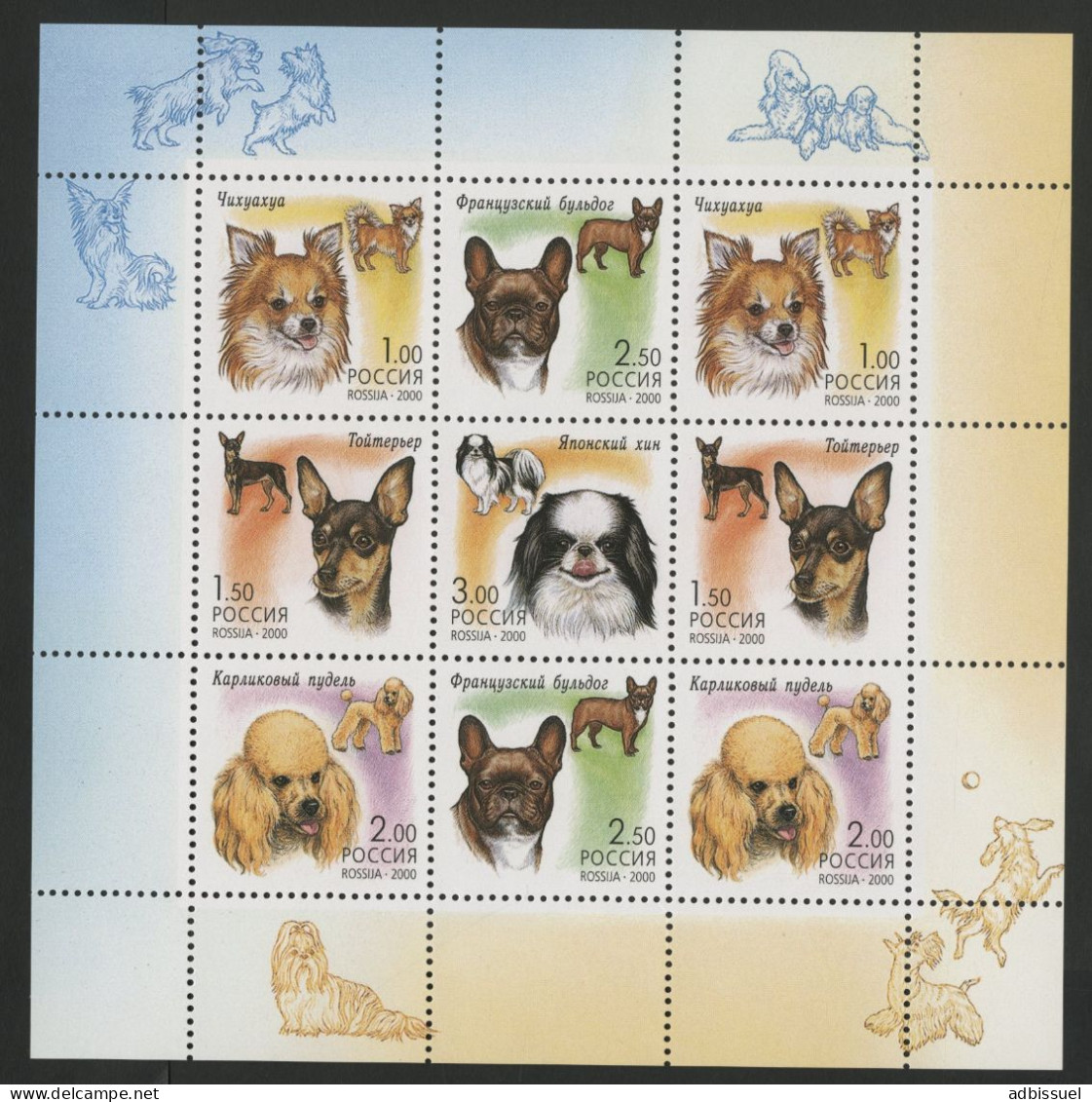 RUSSIE Feuillet Avec N° 6485 à 6489 Cote 17 € Chiens De Compagnie Neufs ** (MNH) TB - Blocs & Feuillets