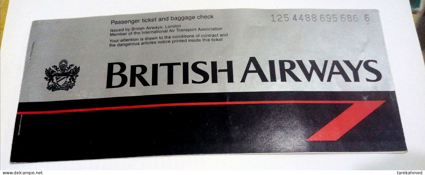 BRITISH AIRWAYS Airline Carrier Passenger Ticket Used London To Cairo - World