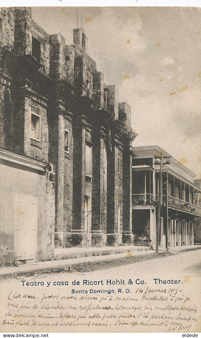 Teatro Y Casa De Ricart Hohlt And Co Santo Domingo  Stamped 1905 - Dominicaine (République)