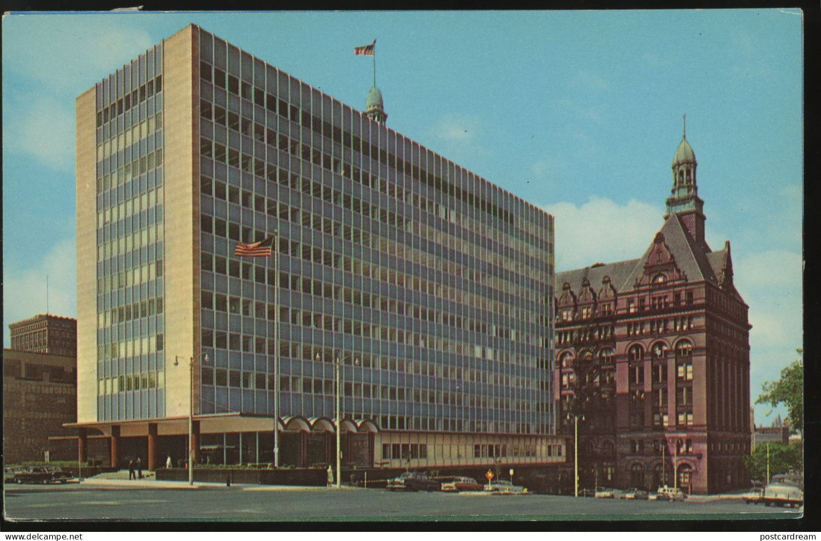 City Hall & New Municipal Building - Milwaukee, Wisconsin WI Postcard 1961 - Milwaukee