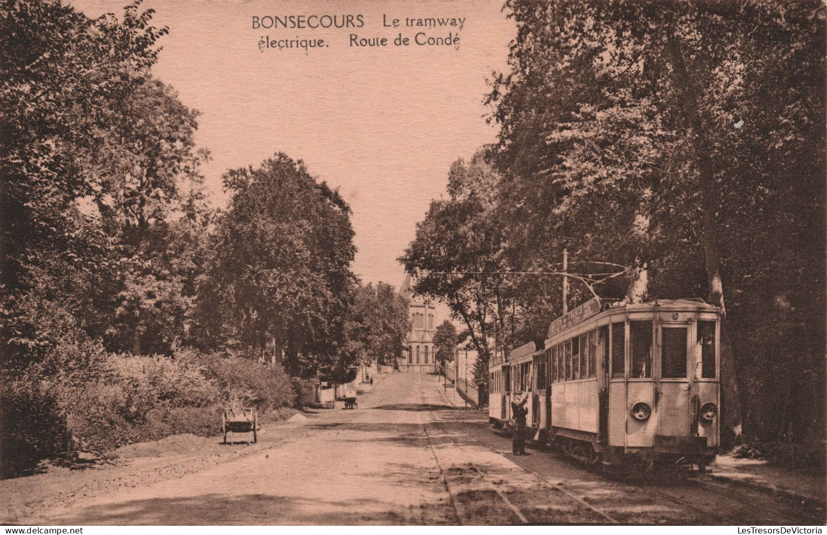 FRANCE - Bonsecours - Le Tramway Electrique - Route De Condé - Carte Postale Ancienne - Bonsecours