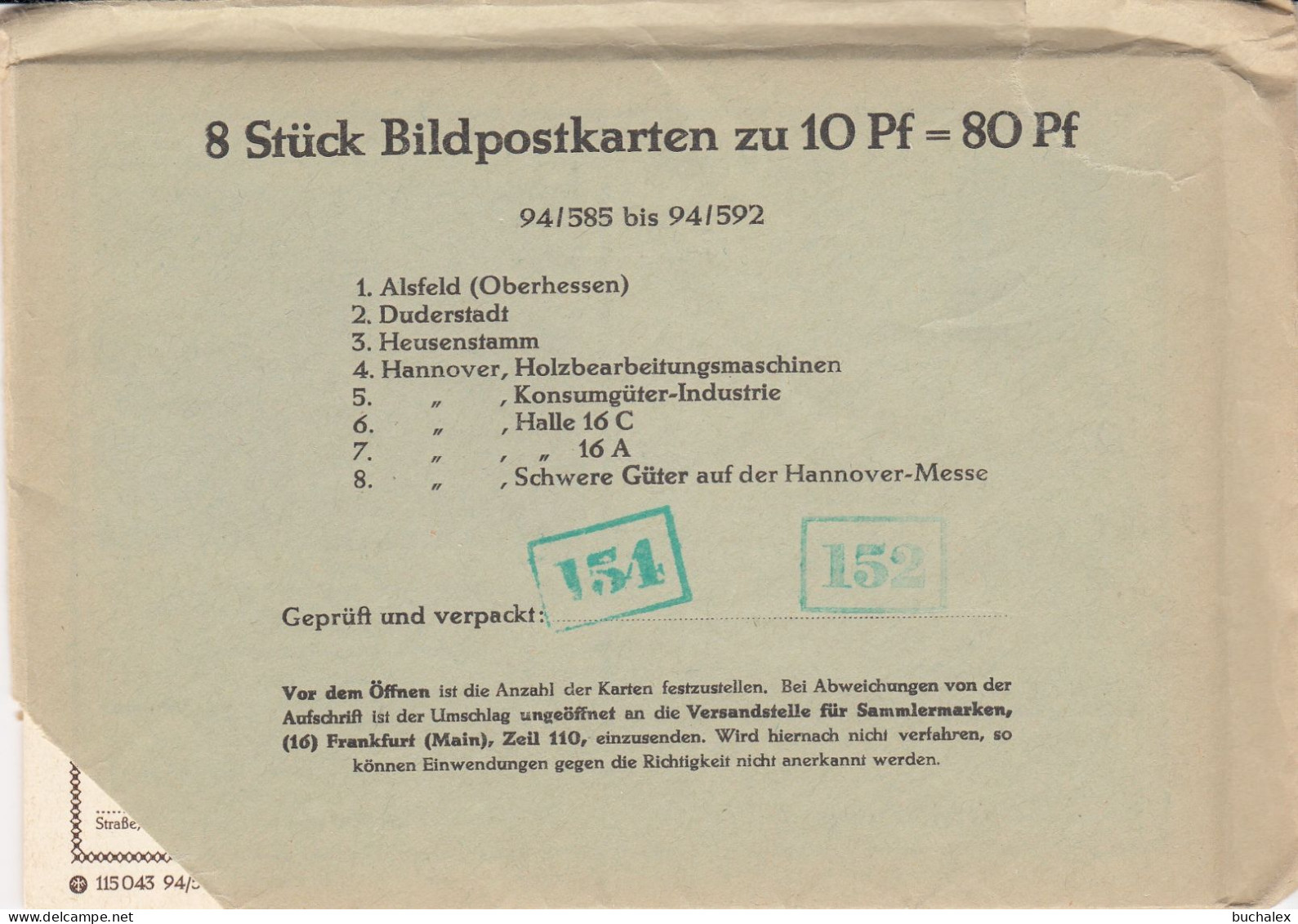 Bund 8 Bildpostkarten 94/585 Bis 94/592 Im Ungeöffneten Umschlag - Postkarten - Ungebraucht