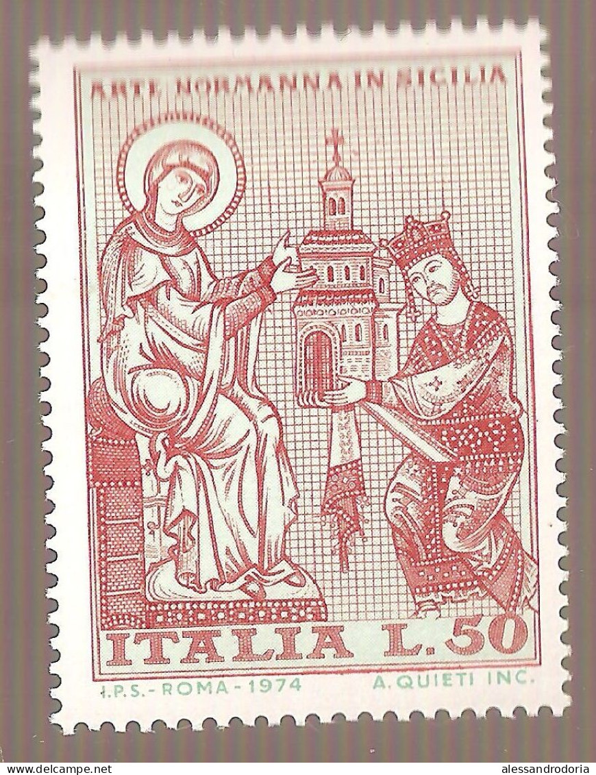 Francobollo Nuovo  16 Marzo 1974 - Arte Normanna In Sicilia 50 L. - Re Guglielmo Che Offre La Corona Alla Vergine - Collections, Lots & Series