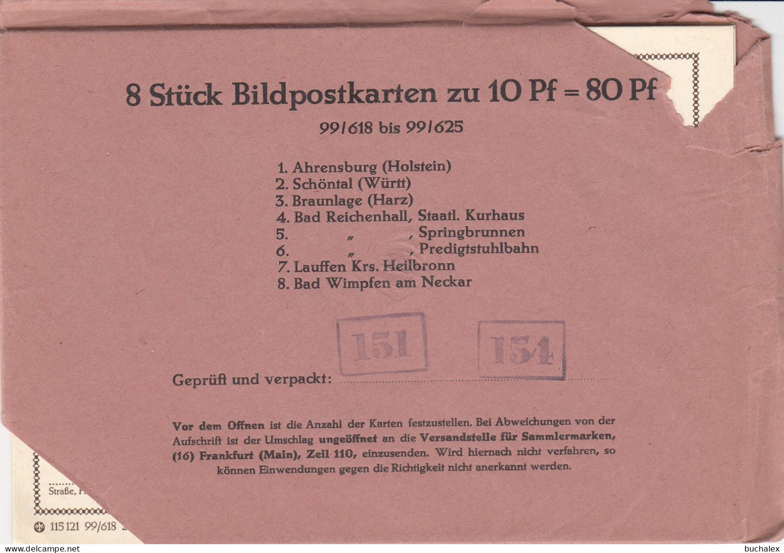 Bund 8 Bildpostkarten 99/618 Bis 99/625 Im Ungeöffneten Umschlag - Postkarten - Ungebraucht