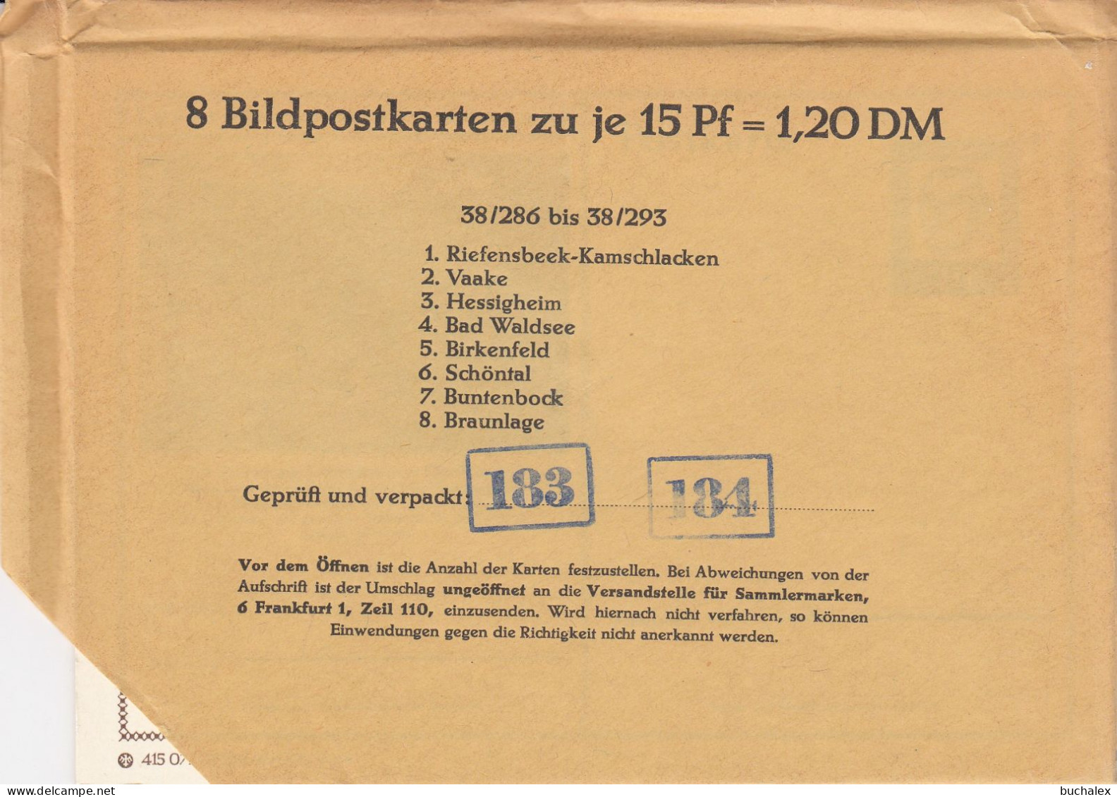 Bund 8 Bildpostkarten 38/286 Bis 38/293 Im Ungeöffneten Umschlag - Postkarten - Ungebraucht