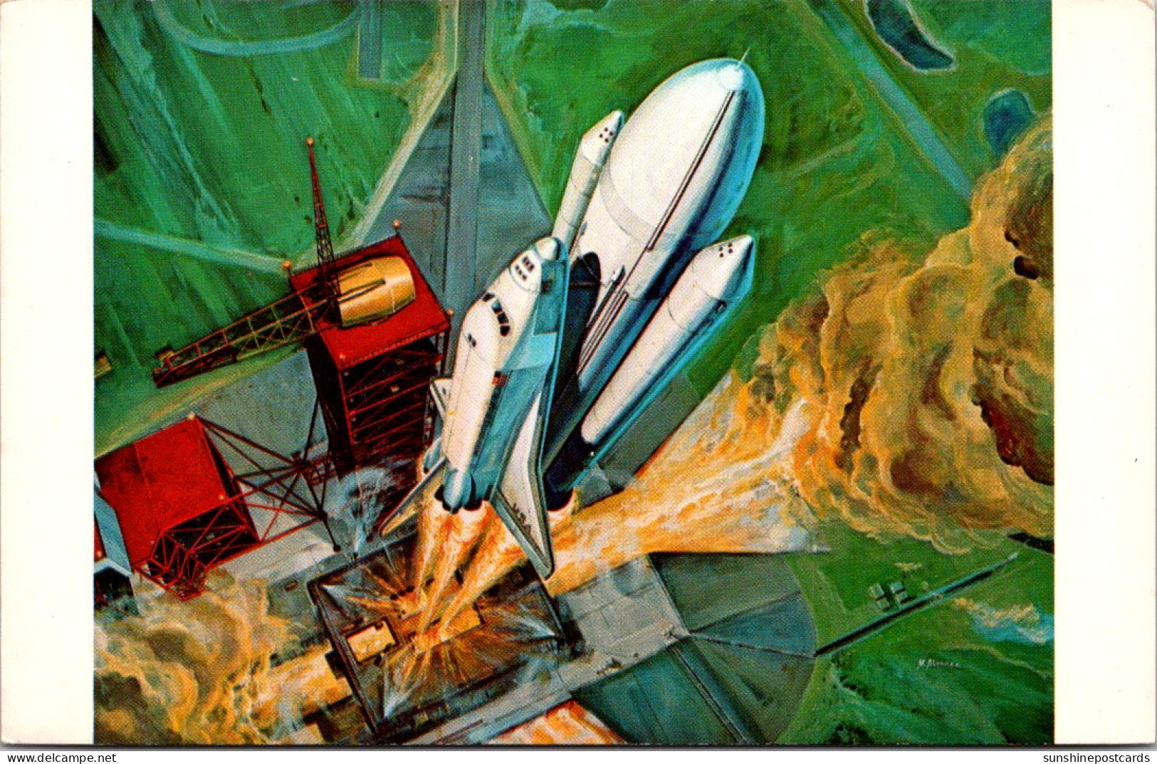 NASA Artist Concept Of Space Shuttle Lift Off At Kennedy Space Center Florida - Espace