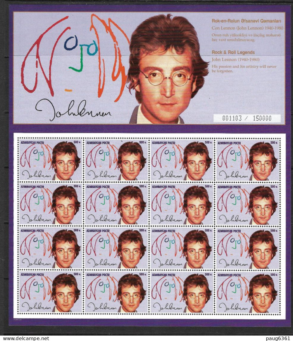 AZERBAIDJAN 1995 FEUILLET JOHN LENNON  YVERT N°223 NEUF MNH** - Chanteurs