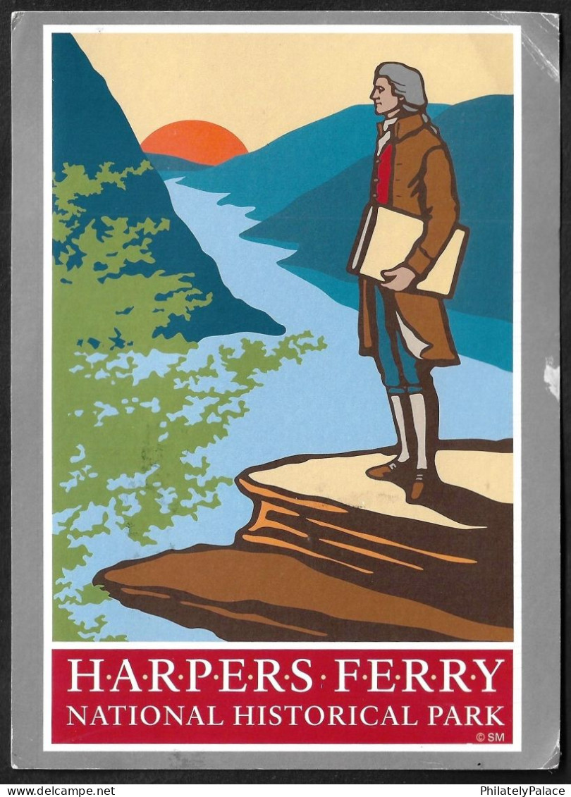 USA 2023 World Earth Day, April 22nd,Harpers Ferry, Sun,Mountain,Benjamin Franklin, Postcard To India (**)  Inde Indien - Lettres & Documents