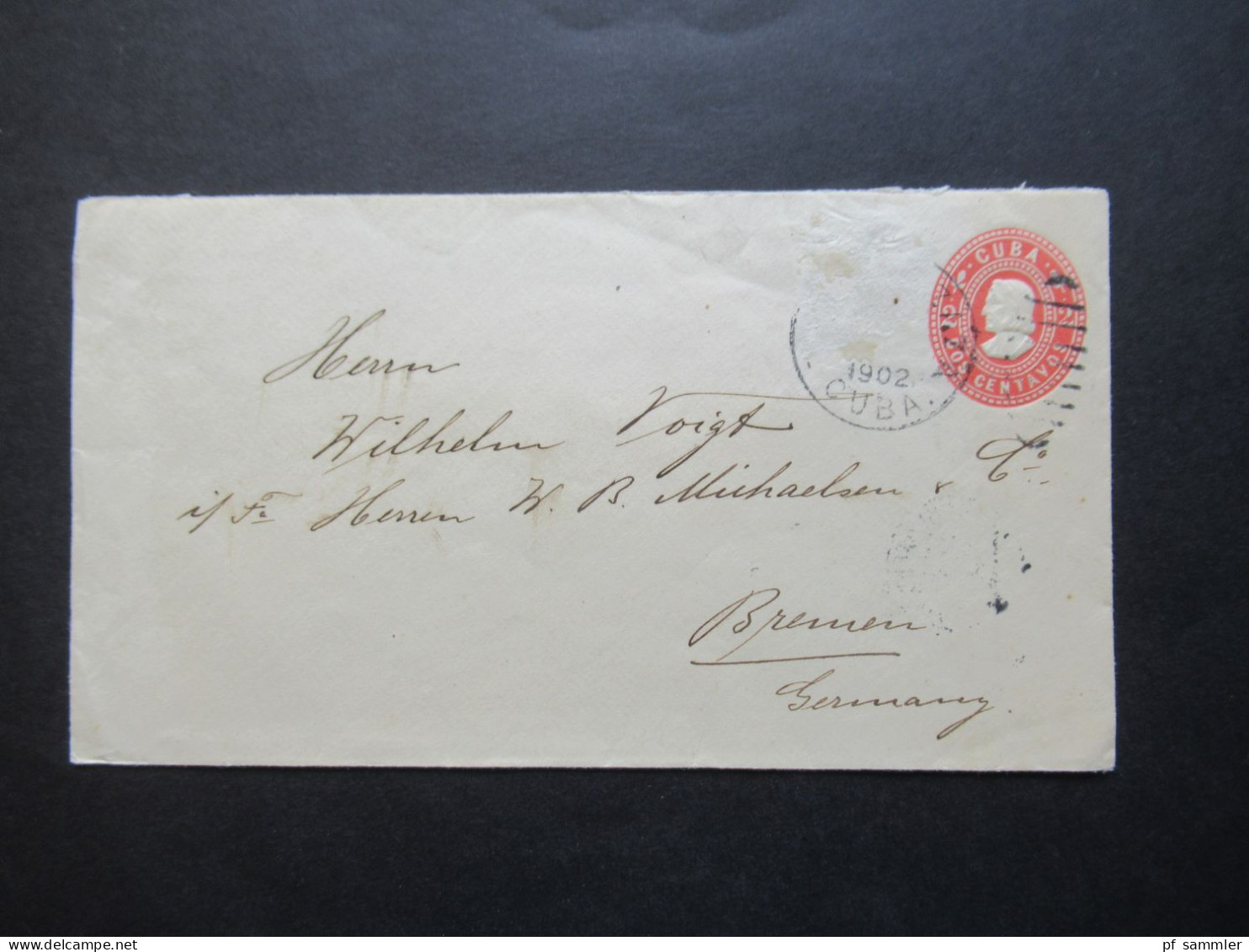 Kuba / Cuba Juli 1902 Ganzsachen Umschlag 2 Centavos Nach Bremen Mit Ank. Stempel 1 8.7.02 - Cartas & Documentos
