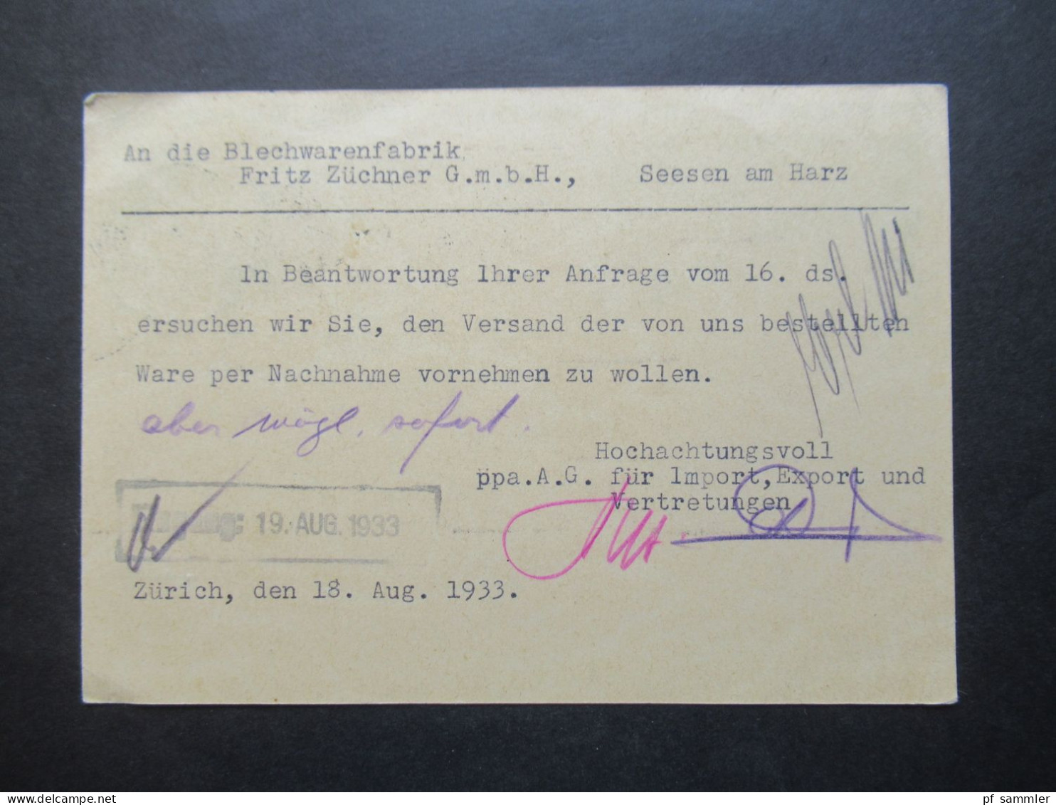 Schweiz 1933 Bildganzsache Lavey Les Bains Mit Zusatzfrankatur Tell. Abs. Stempel AG Für Import, Export U. Vertretungen - Ganzsachen