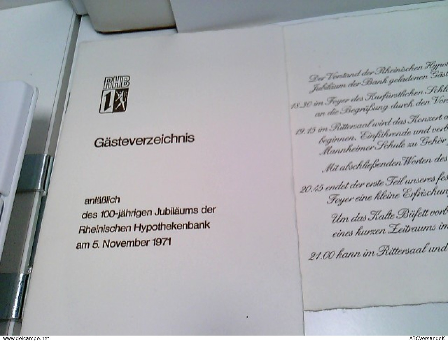 100 Jahre Rheinische Hypothekenbank - Mit Originalbeilagen Wie Z.B. Einladung - Gästeverzeichnis - Festlicher - Biografía & Memorias