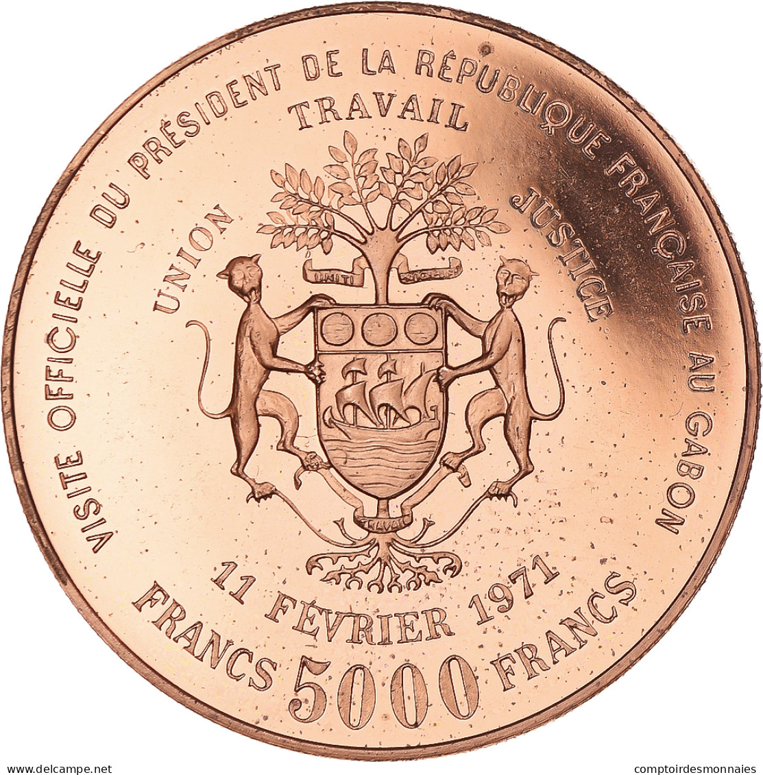 Monnaie, Gabon, 5000 Francs, 1971, Paris, ESSAI, FDC, Copper-Aluminum-Nickel - Gabón