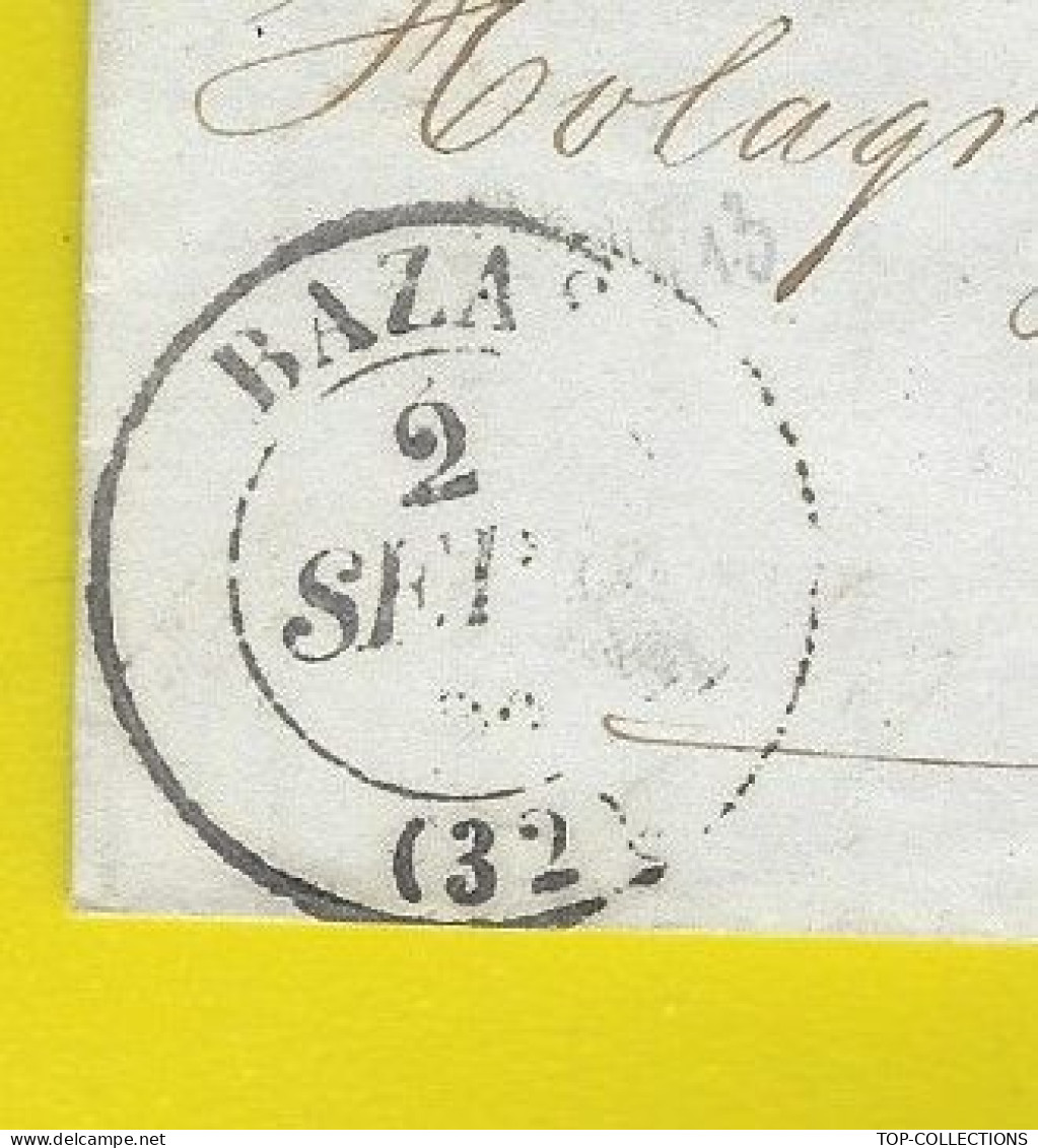 1843  LETTRE FORGES & FONDERIES de Beaulac  Gironde Courregelongue Frères Cachet Bazas pour Holagray Festugière Bordeaux