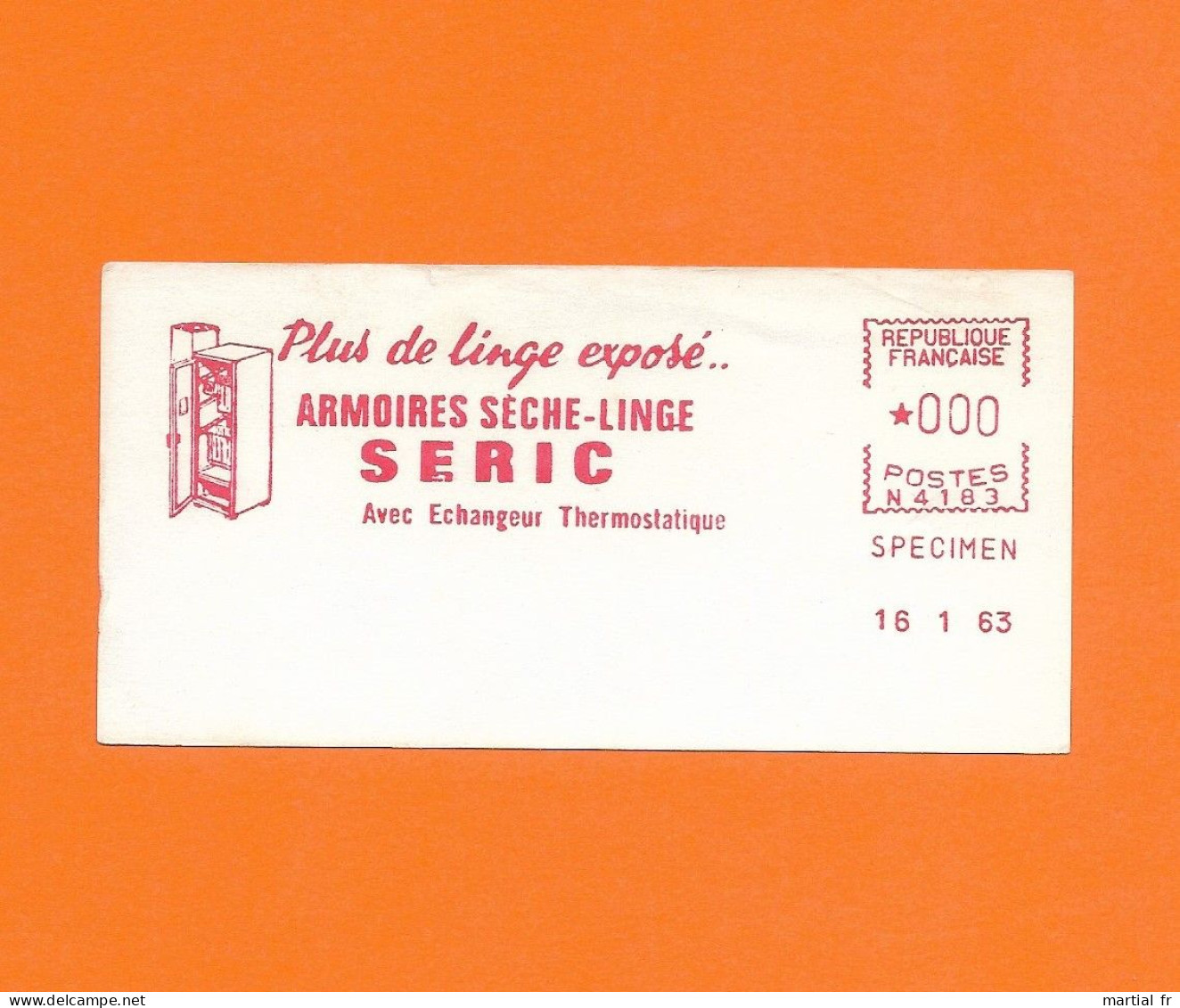 EMA SECAP SPECIMEN FRANCE SECHE LINGE NETTOYAGE WASCHEREI REINIGUNG SERIC ECHANGEUR THERMOSTATIQUE Plus De Linge Exposé - Usines & Industries