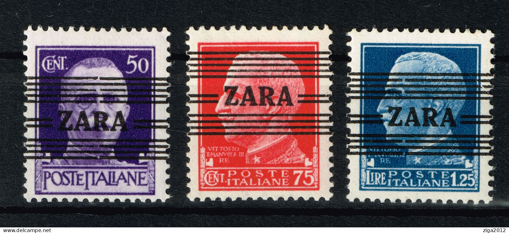 ITALY 1943 OCCUPAZIONE TEDESCA ZARA - SERIE DI 3 VALORI SOVRASTAMPATI "ZARA" MNH - Occup. Tedesca: Zara