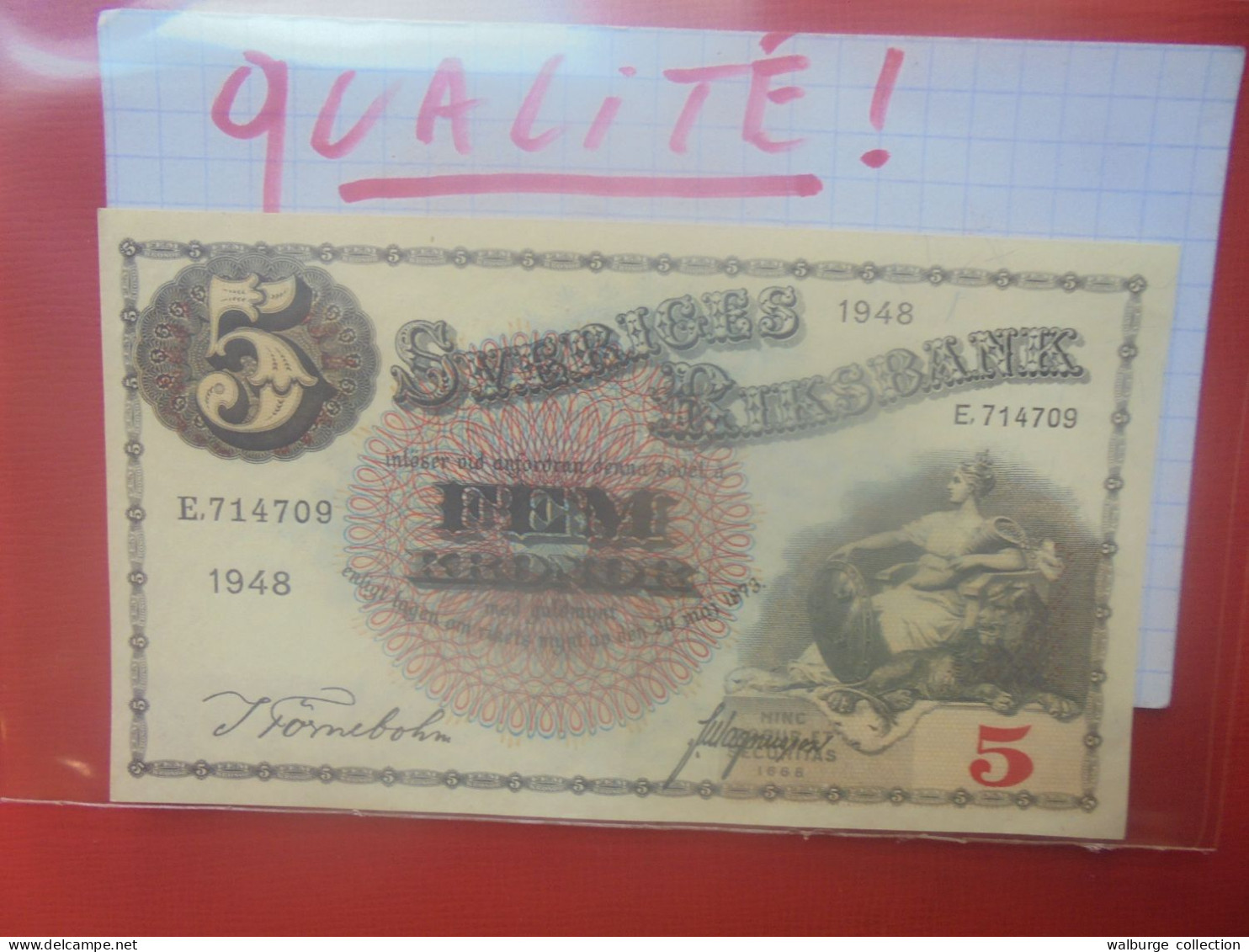 SUEDE 5 KRONOR 1948 Circuler Belle Qualité (B.29) - Svezia