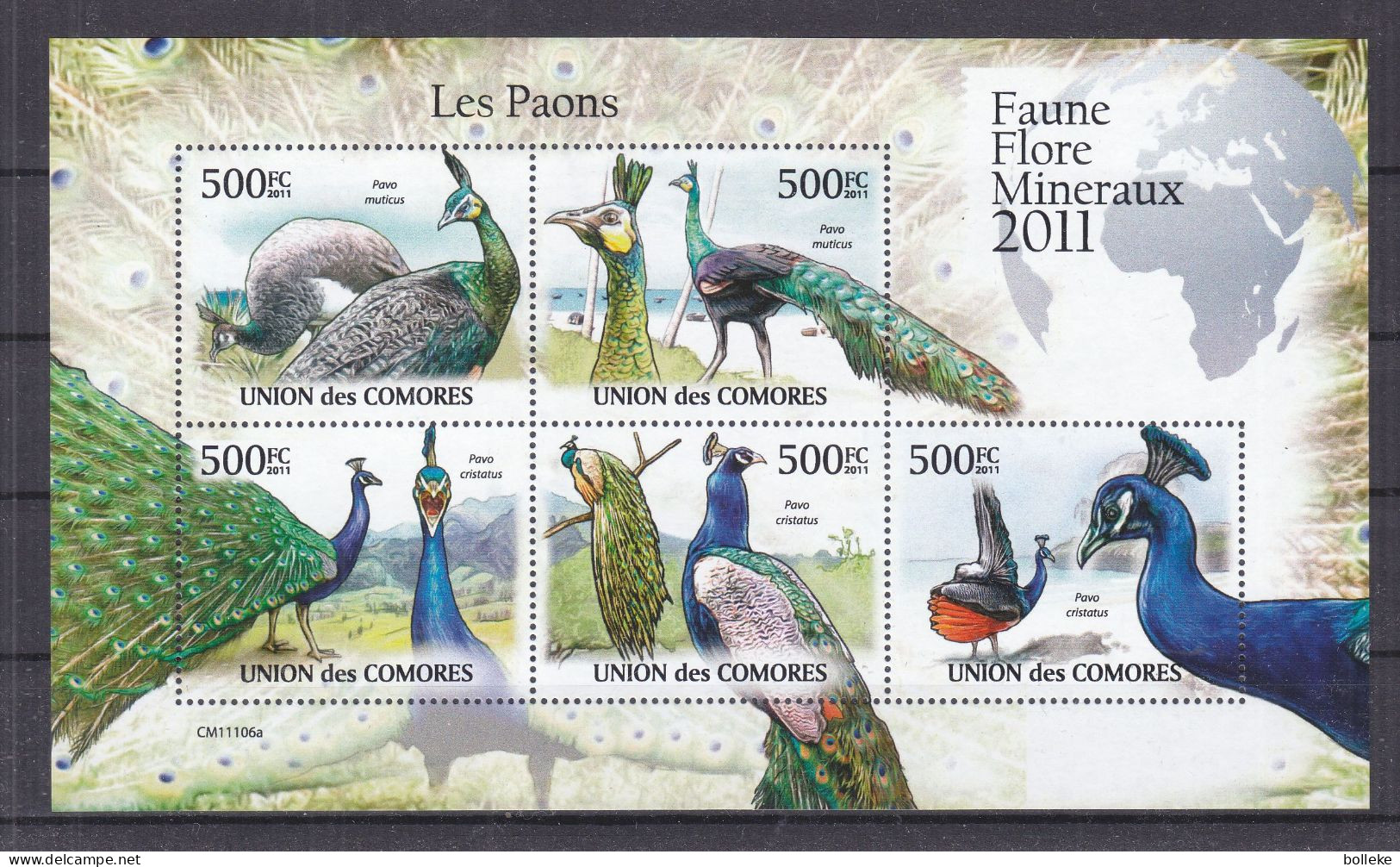 Oiseaux- Paons - Comores - Yvert 2150 / 4 ** - Valeur 20 Euros - Paons