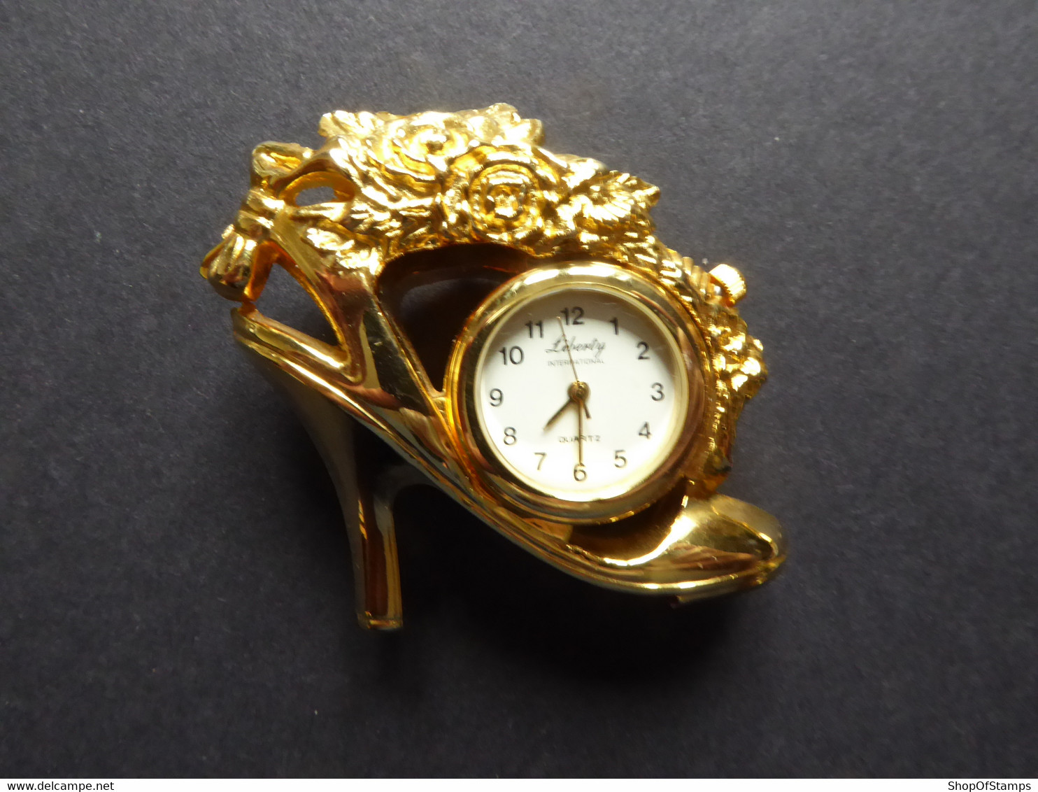 MINI WATCH LADIES SANDLE  Shape IN BRASS Brand "LIBERTY" & 18K GOLD PLATED Need Battery - Other & Unclassified