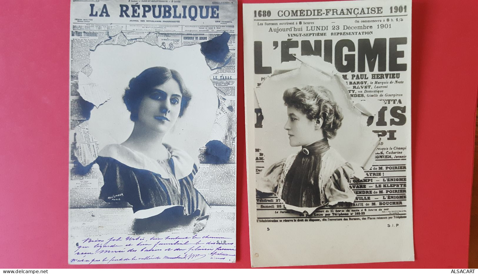7 Cartes Reutlinger Affiches De Journal , La République,le Temps,la Patrie,le Figaro Etc - Sin Clasificación