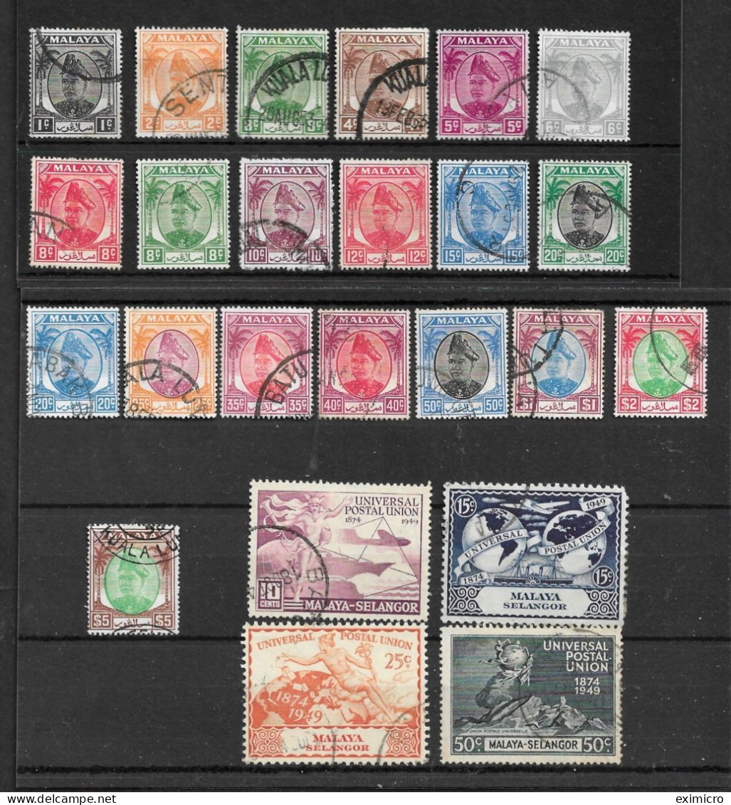 MALAYA - SELANGOR 1949 - 1952 SET AND 1949 UPU SET FINE USED Cat £51 - Selangor