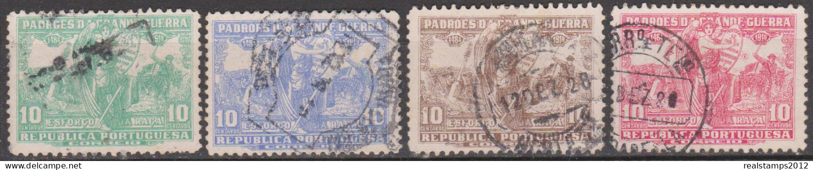 PORTUGAL (IMPOSTO POSTAL E TELEGRÁFICO)  1925  Padrões Da Grande Guerra. (Série, 4 Valores)   (o)  MUNDIFIL  Nº 14/7 - Usati