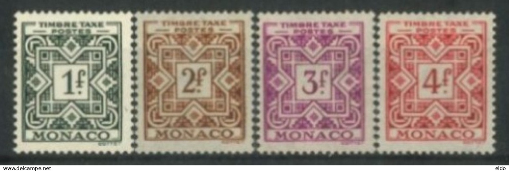 MONACO - 1946 57 - TAX STAMPS SET OF 4, # 32/35, UMM(**). - Usati