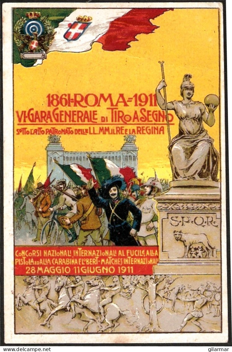 SHOOTING - ITALIA ROMA 1911 - VI GARA GENERALE TIRO A SEGNO - CARTOLINA POSTALE COMMEMORATIVA - M - Schieten (Wapens)