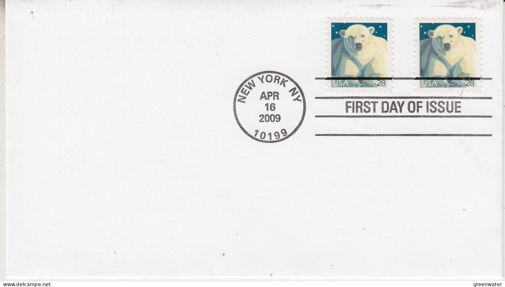 USA Polar Bear / Icebear FDC Ca New York APR 16 2009 (TI168) - Faune Arctique