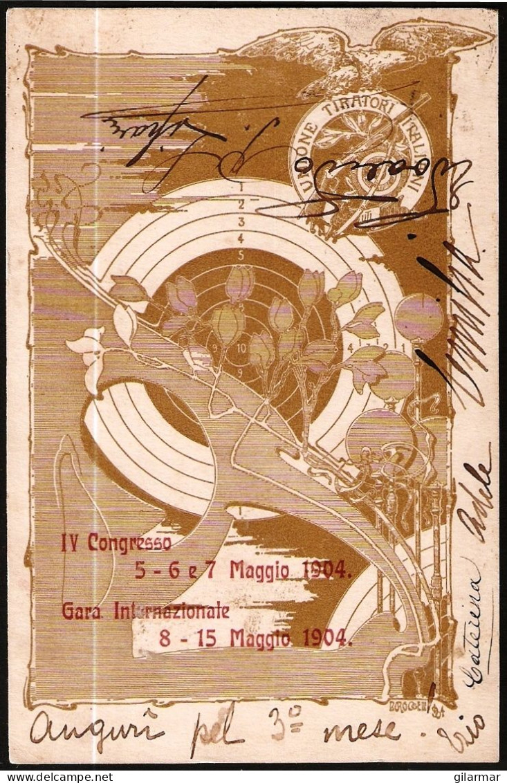 SHOOTING - ITALIA 1904 - UNIONE TIRATORI ITALIANI - IV CONGRESSO E GARA INTERNAZIONALE - CARTOLINA COMMEMORATIVA - M - Schieten (Wapens)