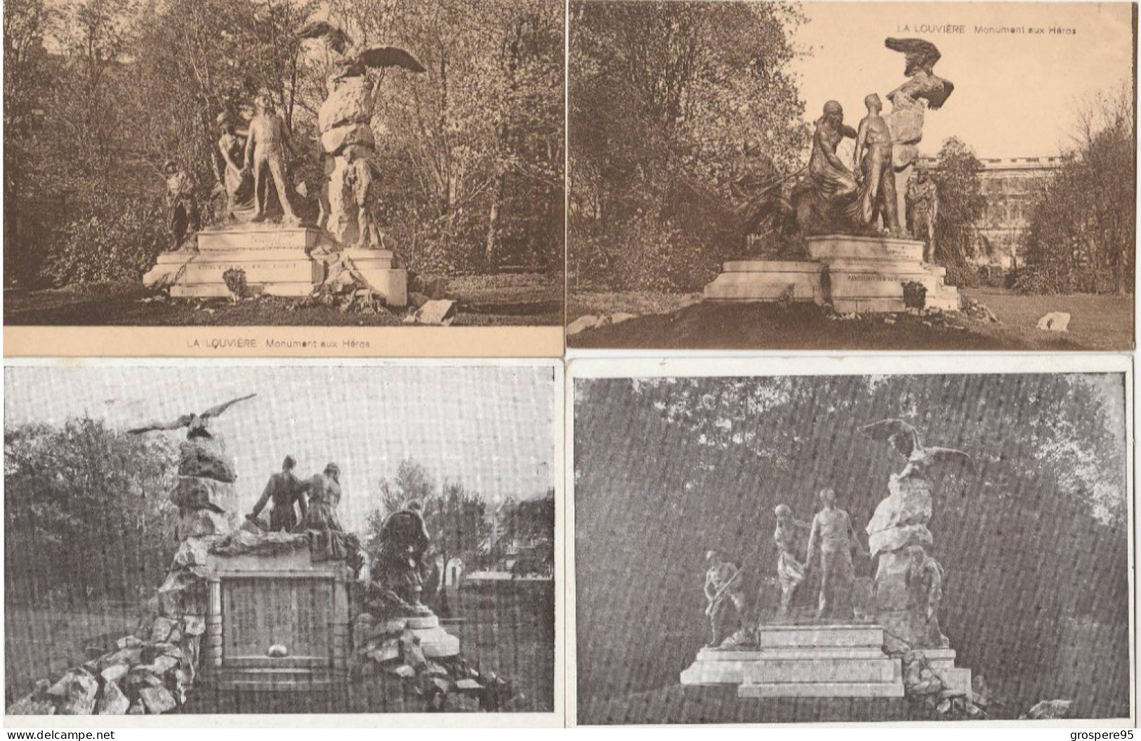 LA LOUVIERE MONUMENT AUX HEROS 5 CARTES + INTERIEUR DE L'EGLISE SAINT JOSEPH - La Louvière