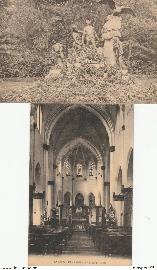 LA LOUVIERE MONUMENT AUX HEROS 5 CARTES + INTERIEUR DE L'EGLISE SAINT JOSEPH - La Louvière