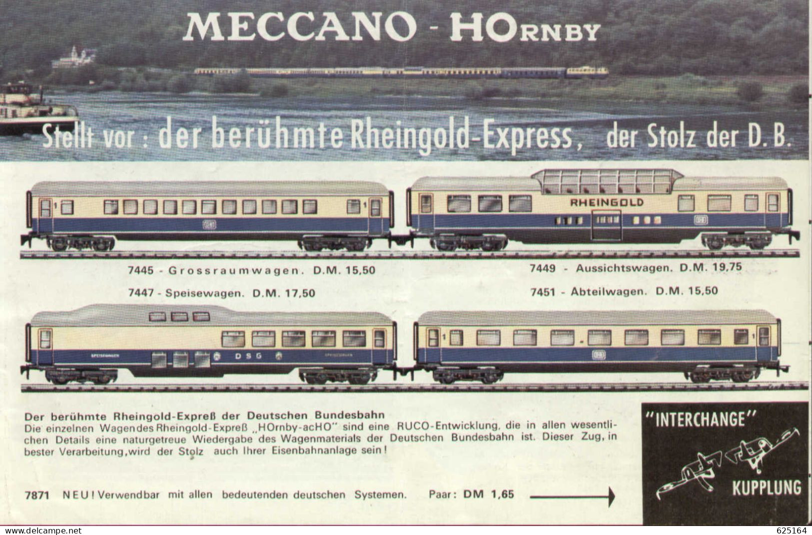 Catalogue MECCANO - HOrnby 1965 Rheingold Express Etc. HO 1:87 - Duits