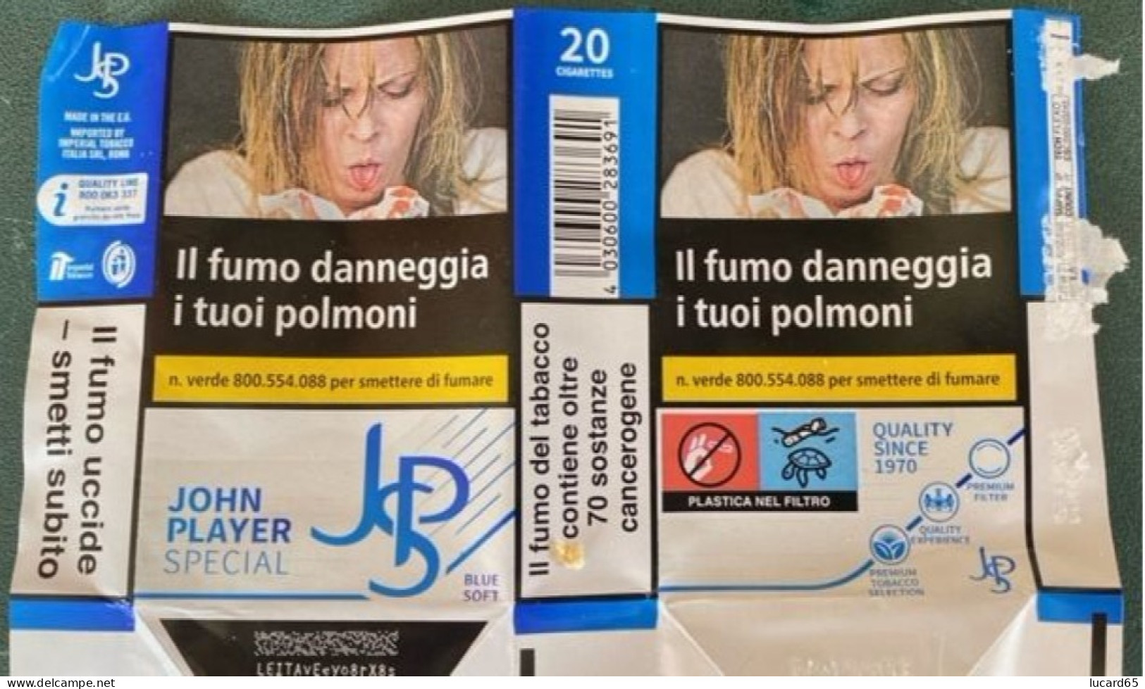 TABACCO - COLLECTORS -  JPS BLUE - JOHN PLAYER SPECIAL EMPTY SOFT PACK ITALY - - Empty Tobacco Boxes