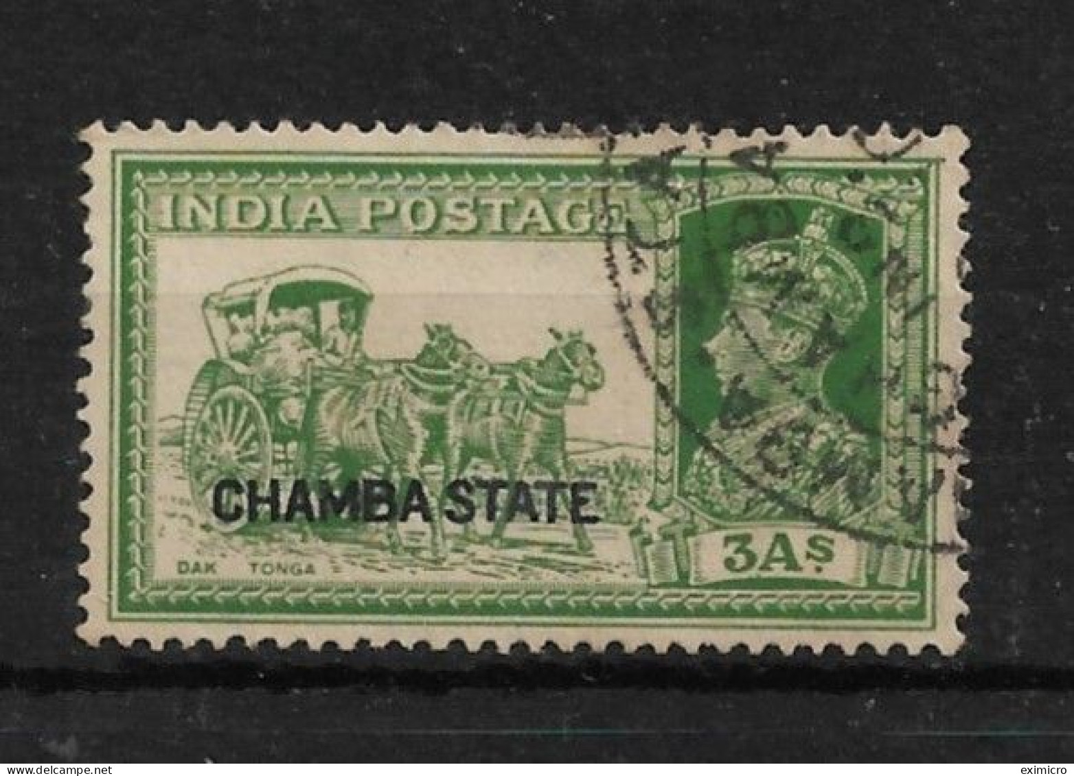 INDIA - CHAMBA 1938 3a SG 88 FINE USED Cat £50 - Chamba