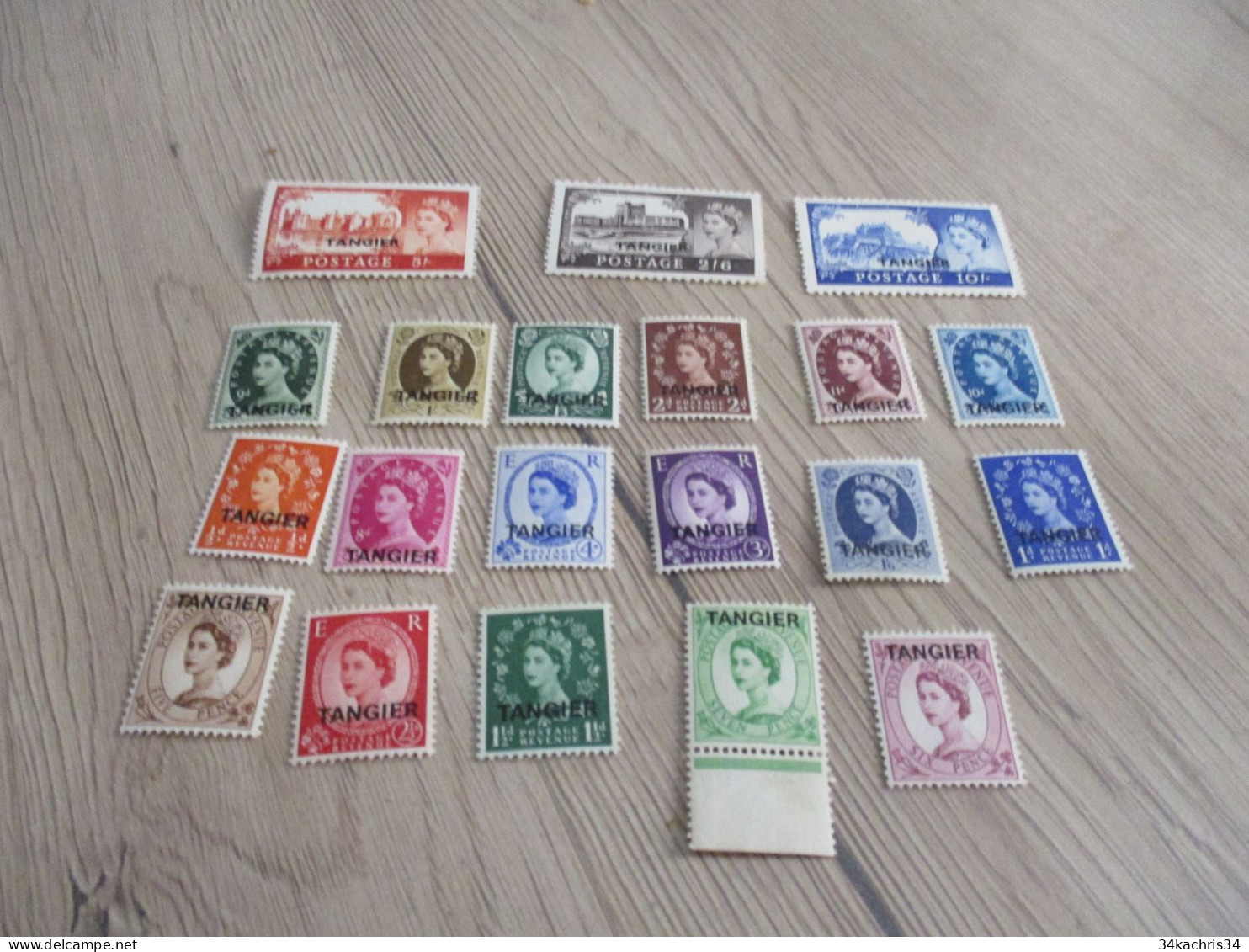 BRITISH TANGIER Set 18 Stamps Sans Charnière GREAT BRITAIN POSTAGE STAMPS - Morocco Agencies / Tangier (...-1958)
