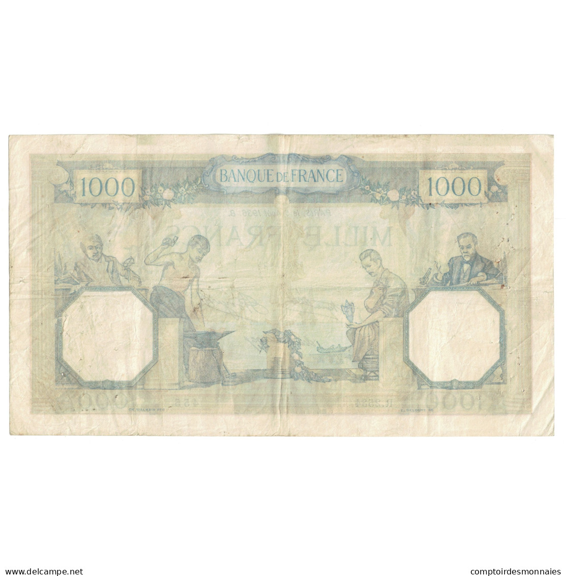 France, 1000 Francs, Cérès Et Mercure, 1936, R.2534 455, TB+, Fayette:37.9 - 1 000 F 1927-1940 ''Cérès Et Mercure''