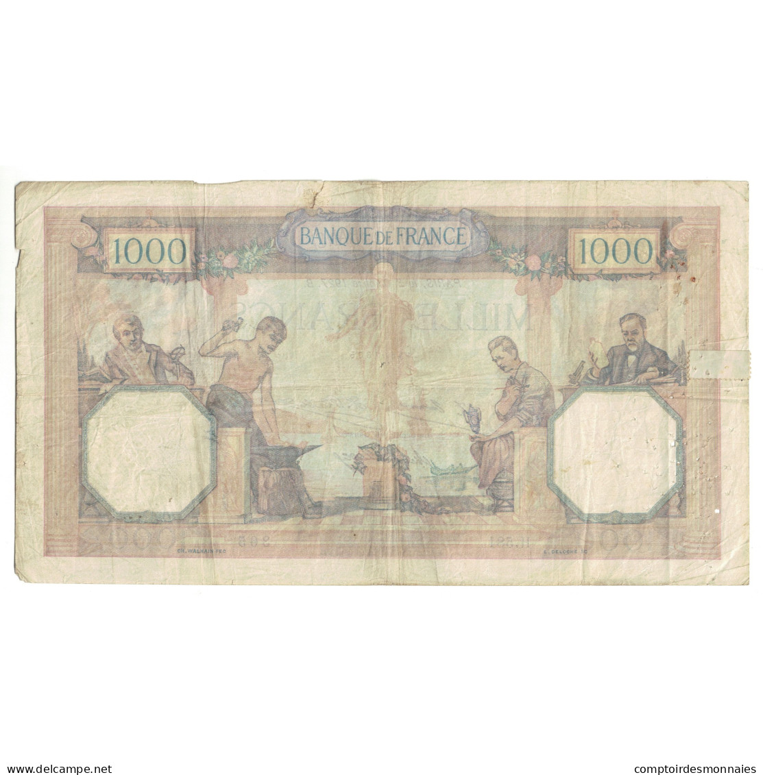 France, 1000 Francs, Cérès Et Mercure, 1927, H.581 365, TB, Fayette:37.1 - 1 000 F 1889-1926 ''Bleu Et Rose''