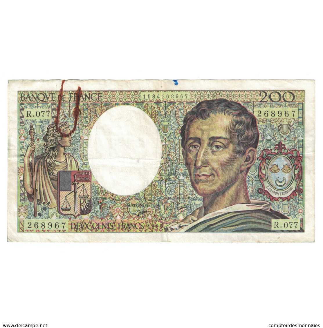 France, 200 Francs, Montesquieu, 1990, R.077 268967, TB+, Fayette:70.10a - 200 F 1981-1994 ''Montesquieu''