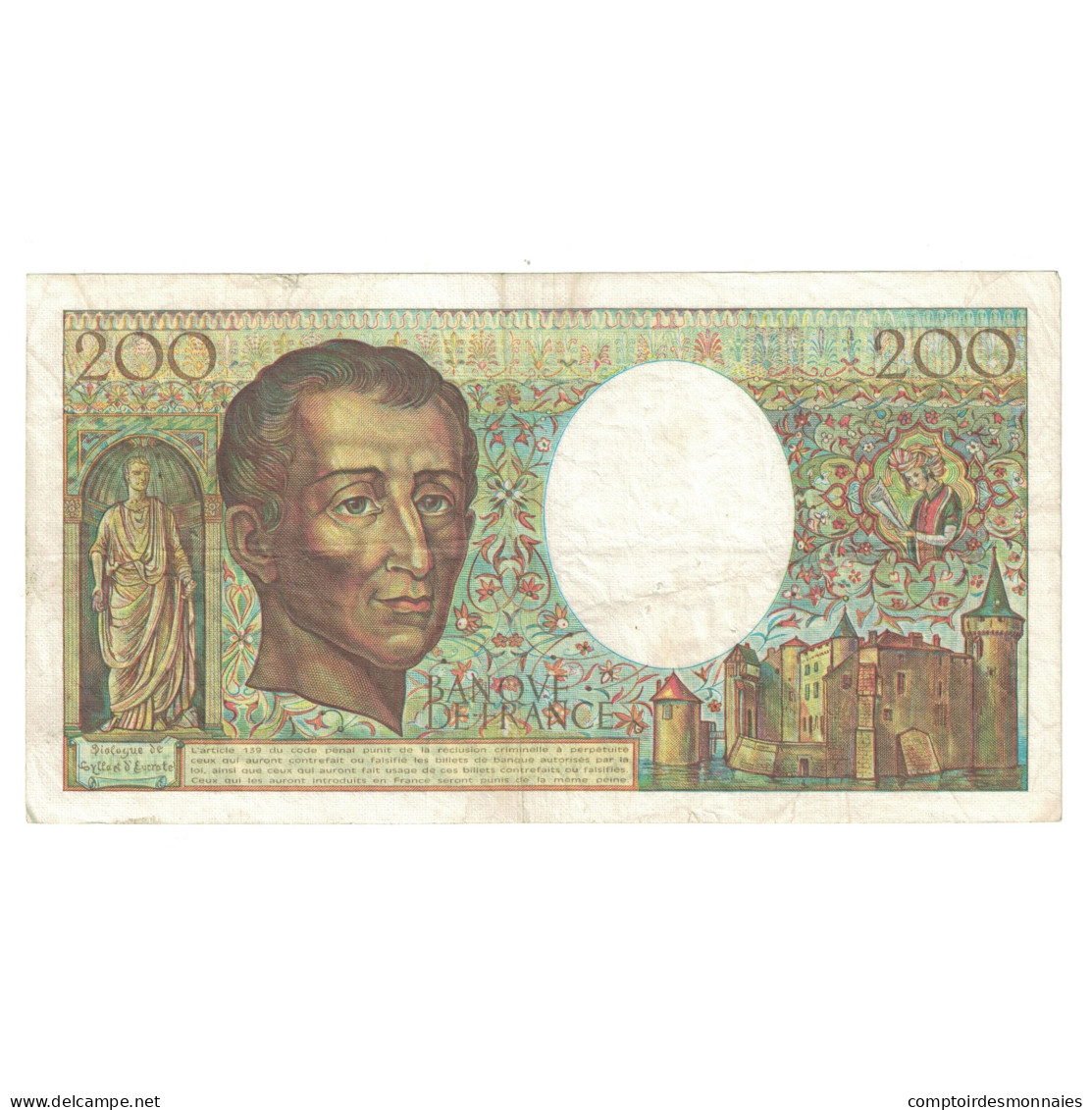 France, 200 Francs, Montesquieu, 1984, U.025 927639, TB+, Fayette:70.4, KM:155a - 200 F 1981-1994 ''Montesquieu''