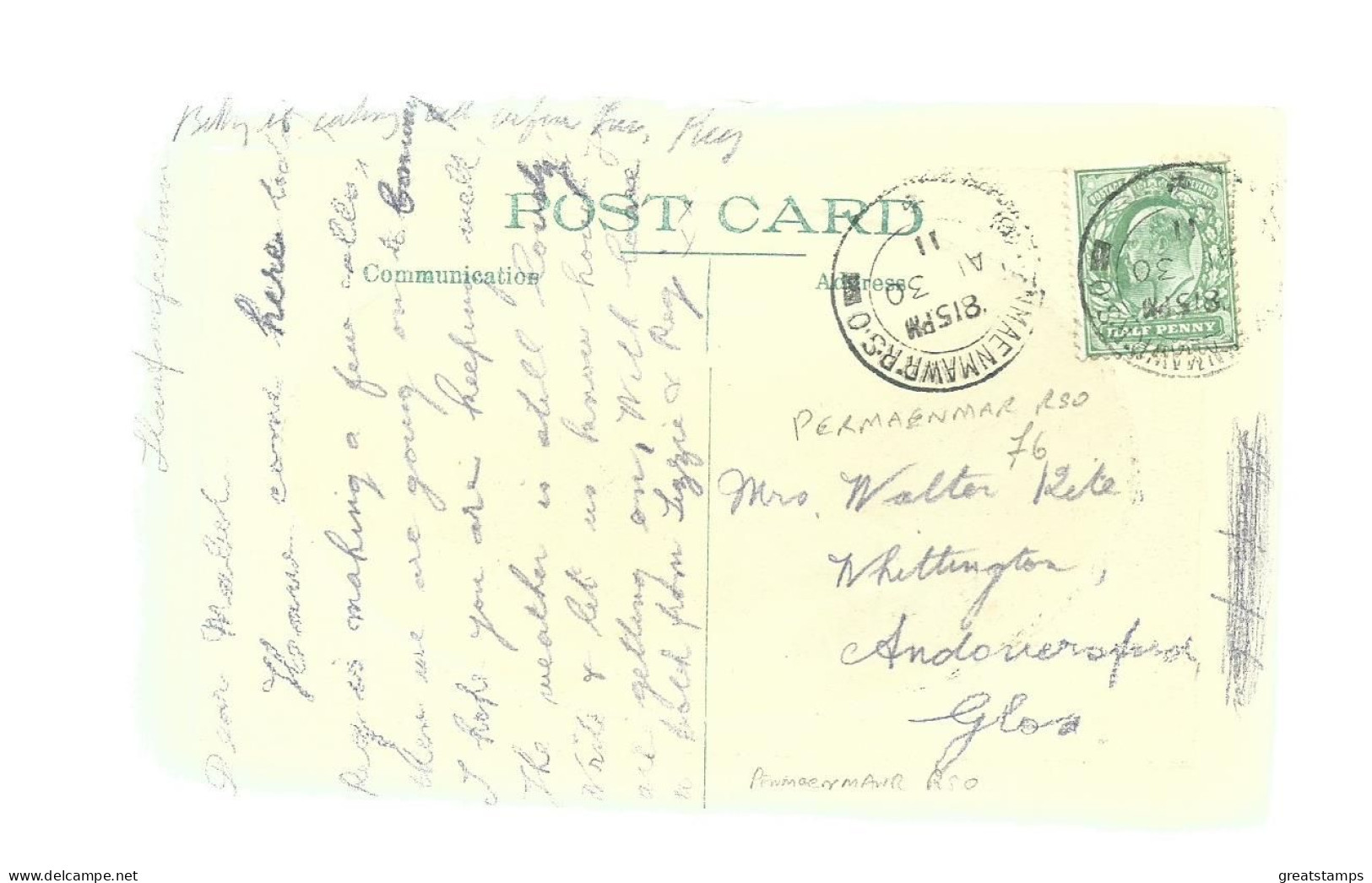 Wales  Postcard Aber Bridge Posted 1911. Penmoenmawr. Railway Sorting Office. Postmark. - Gwynedd