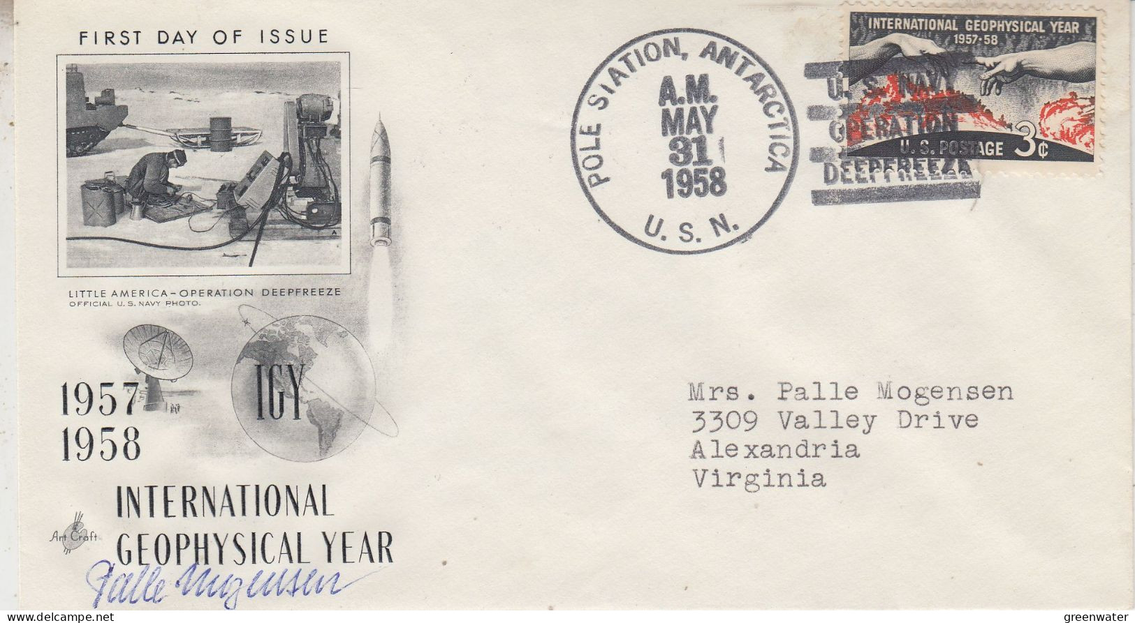 USA IGY Signature Ca Pole Station Antarctica MAY 31 1958 (UA153) - International Geophysical Year