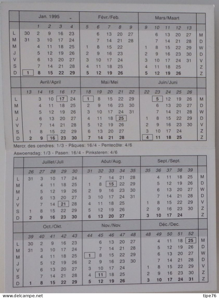 Petit Calendrier De Poche 1995 Salon International Des Collectionneurs Charleroi Illustration Michelin Fusée... - Grand Format : 1991-00