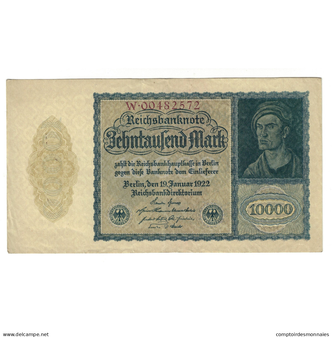 Billet, Allemagne, 10,000 Mark, 1922, 1922-01-19, KM:71, SUP - 10.000 Mark